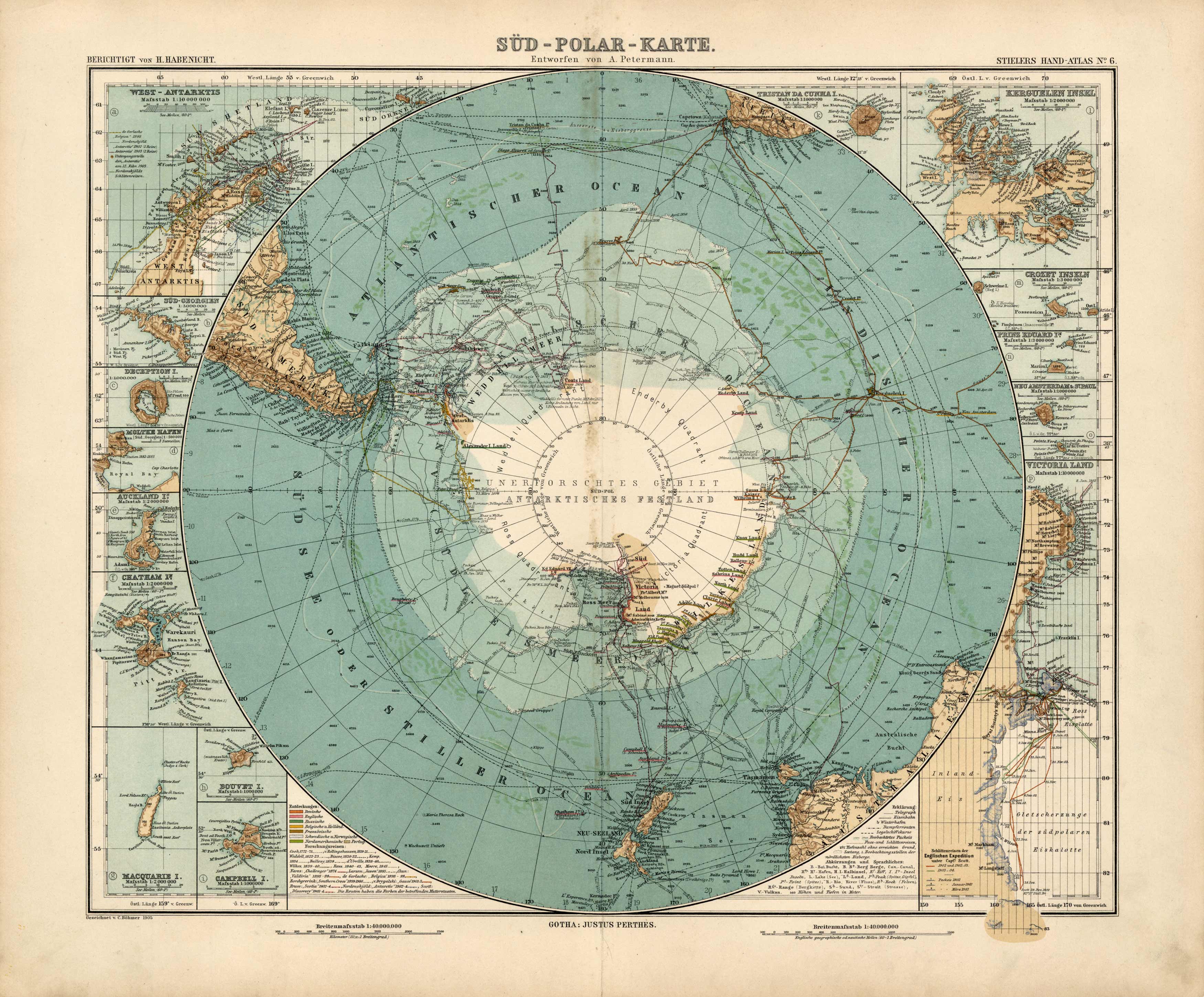 Sued-Polar-Karte (South Pole Map) - Art Source International