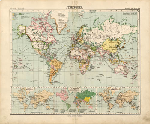 Weltkarte in Mercators Projection (World Map in Mercators Projection ...
