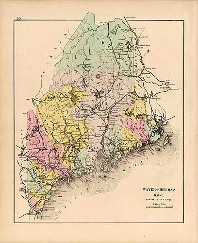 Water-Shed Map of Maine with River Systems