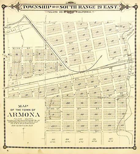 Map of the town of Armona, Tulare County - Art Source International