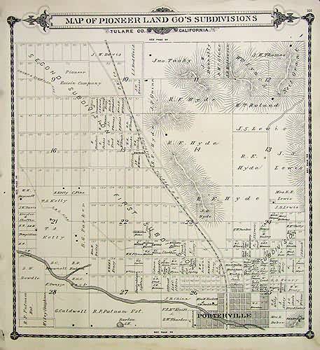 Map of Pioneer Land Cos Subdivisions - Porterville'