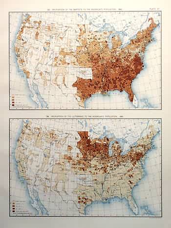 Proportion of the Baptists to the Aggregate Population - Proportion of the Lutherans to the Aggregate Population