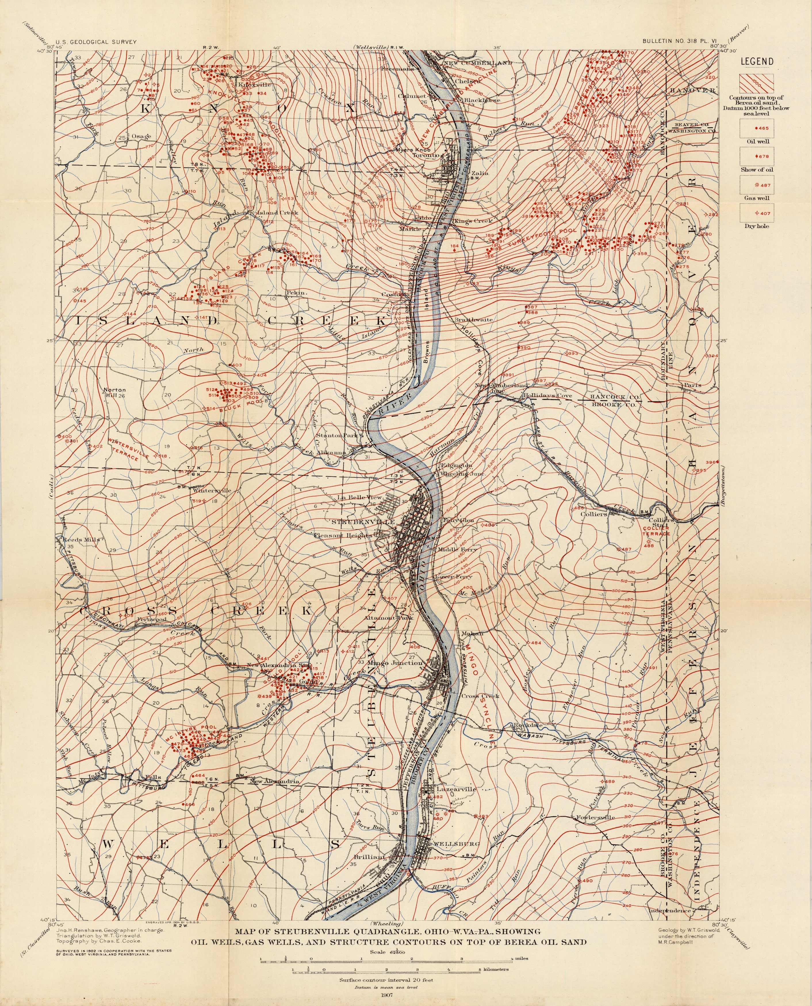 Map of Steubenville Quadrangle