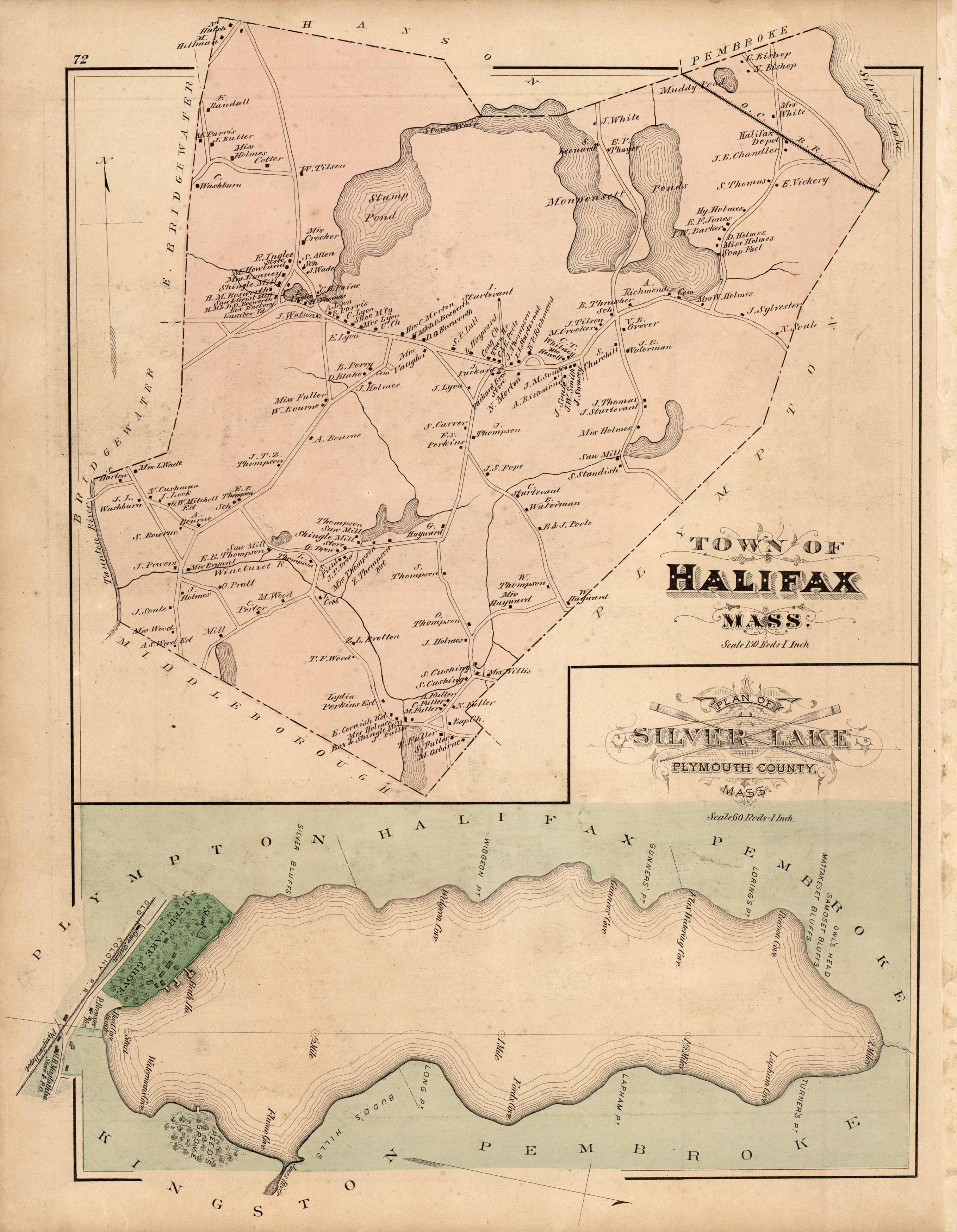 Town of Halifax, Massachusetts. Plan of Silver Lake, Plymouth County