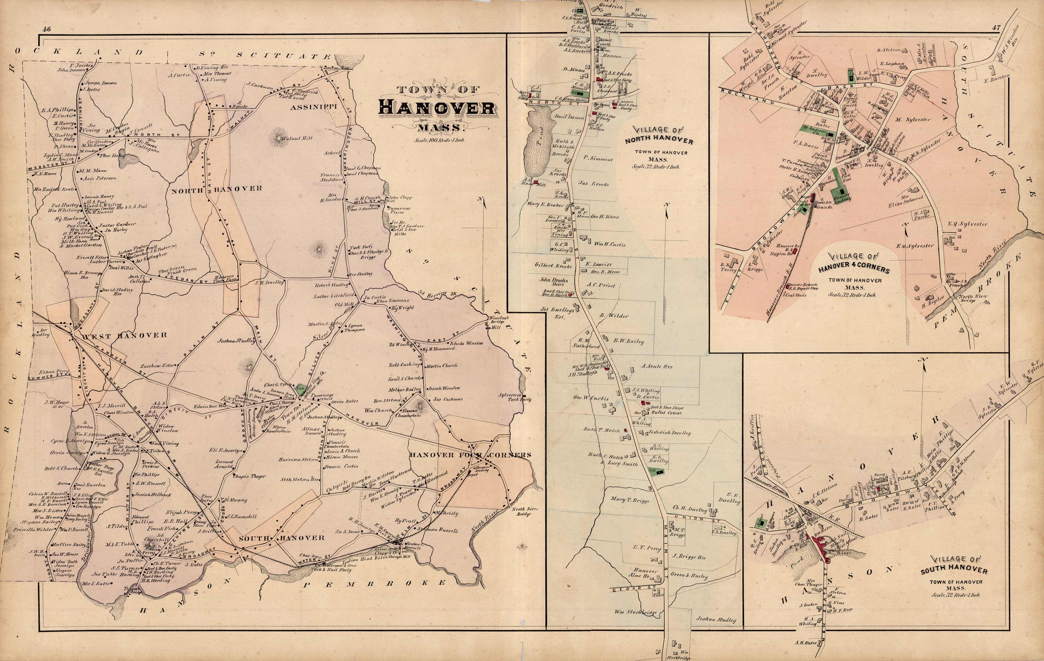 Town of Hanover, Massachusetts. Village of North Hanover, Village of