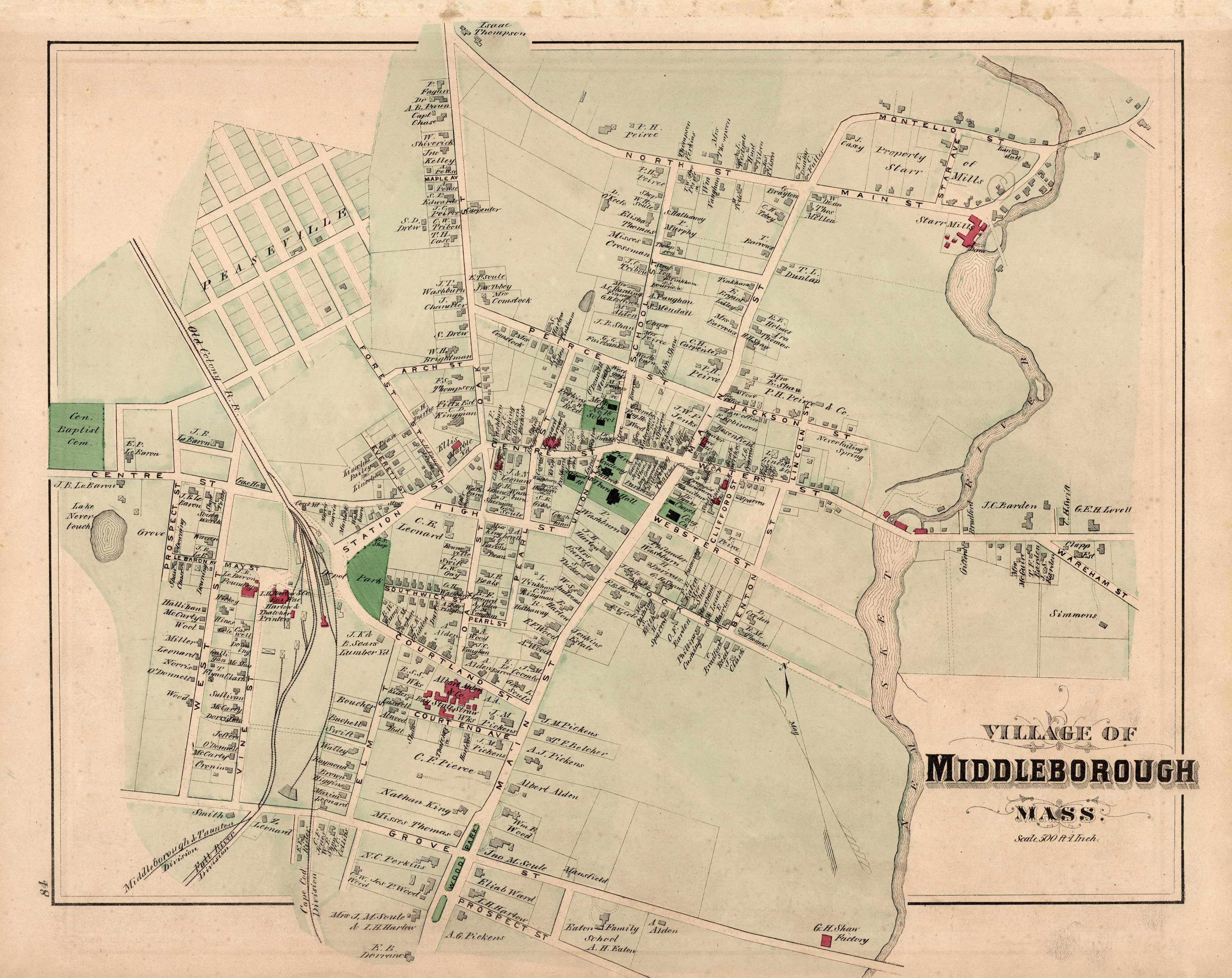 Village Of Middleborough Massachusetts Art Source International   WALKER 1879 MIDDLEBOROUGH 