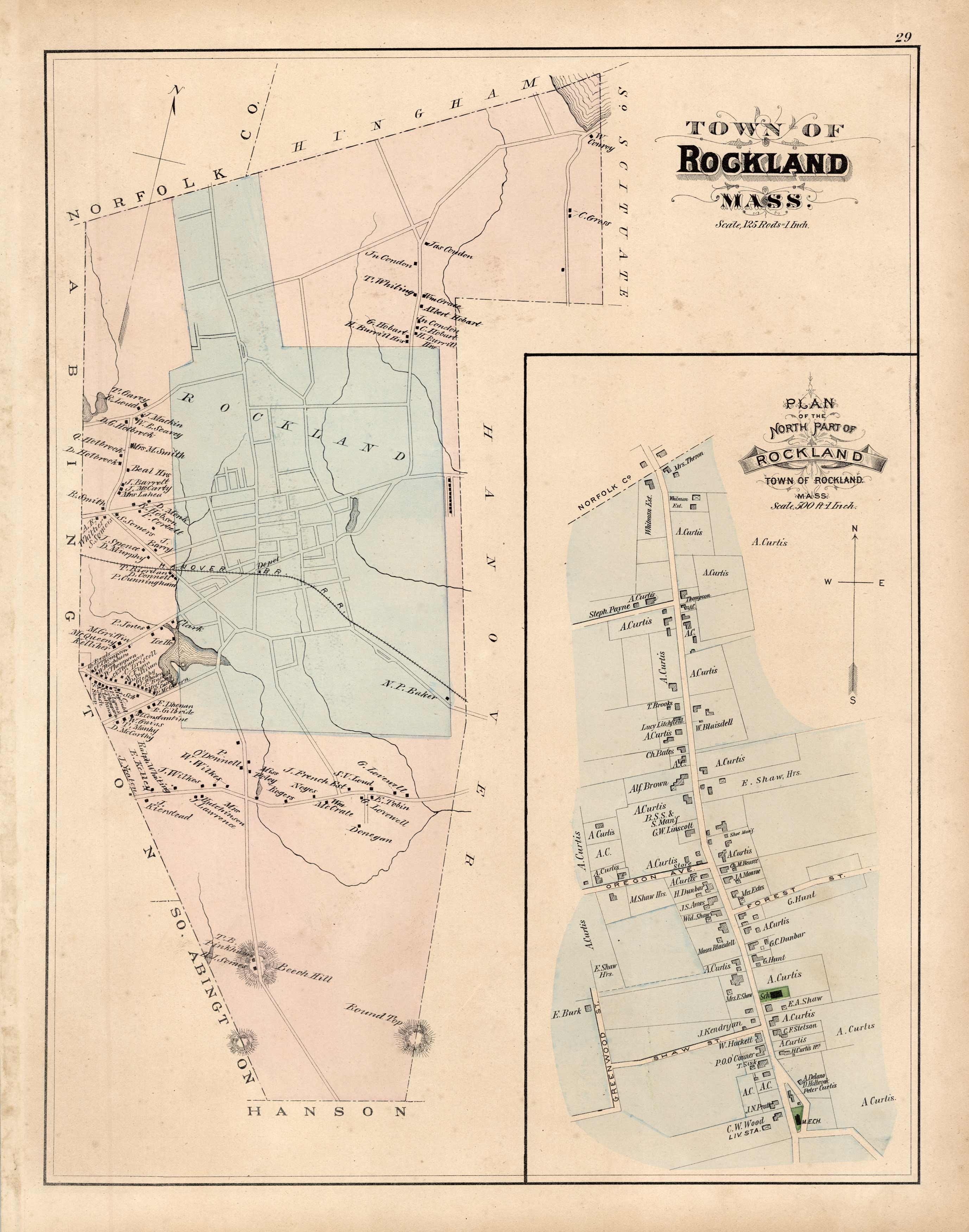 Town of Rockland, Massachusetts. Plan of the North Part of Rockland