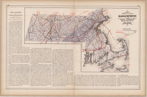 Climatological Map of Massachusetts Showing the Average Temperature and Amount of Rainfall