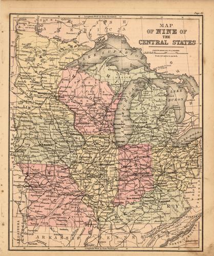 Map of Nine of the Central States