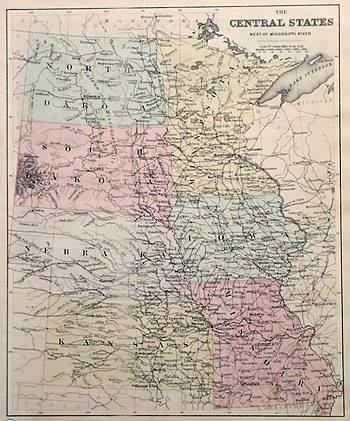 Map of the Central States West of the Mississippi River