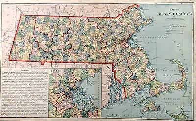 Map Of Massachusets - Art Source International