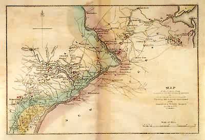 Revolutionary War Map Showing Eastern New Jersey and Western Pennsylvania to Elk Head