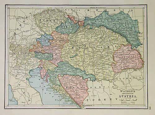 Watsons Atlas Map of Austria'