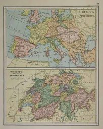 Watsons Atlas Map of Switzerland and Map of Europe in the Time of Napoleon'