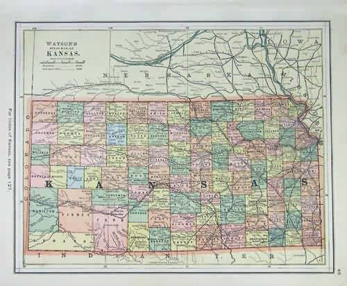 Watsons Atlas Map of Kansas'