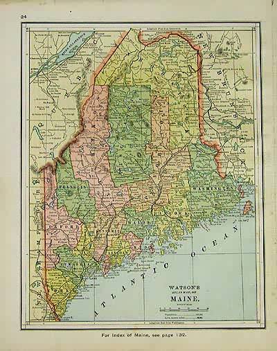 Watsons Atlas Map of Maine'