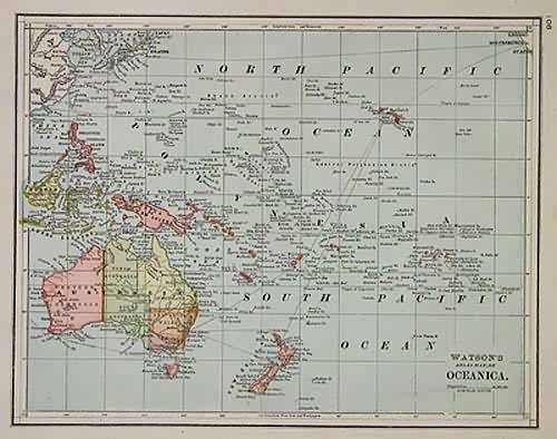 Watsons Atlas Map of Oceanica'