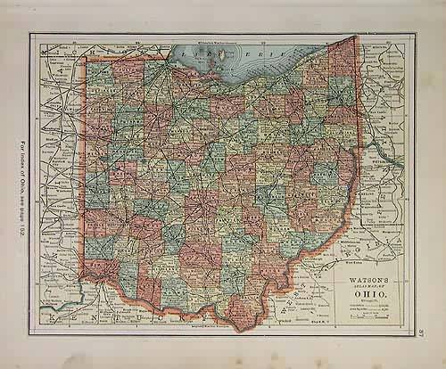 Watson's 1886 Map of Ohio - Art Source International