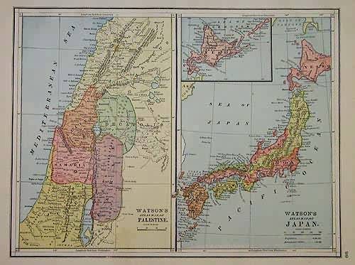 Watsons Atlas Map of Palestine and Japan'