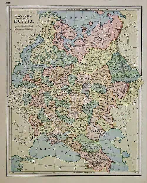 Watsons Atlas Map of Russia'