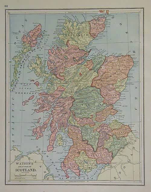 Watsons Atlas Map of Scotland'