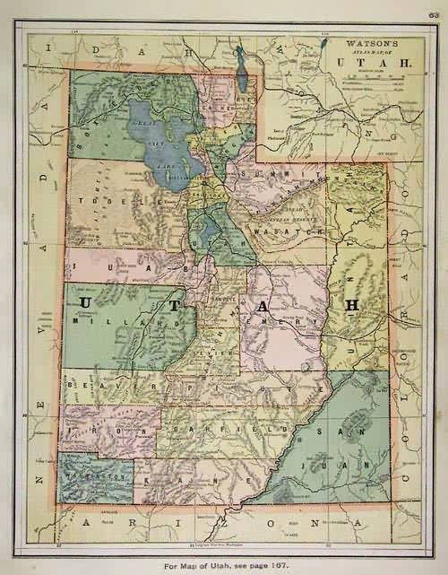 Watsons Atlas Map of Utah'