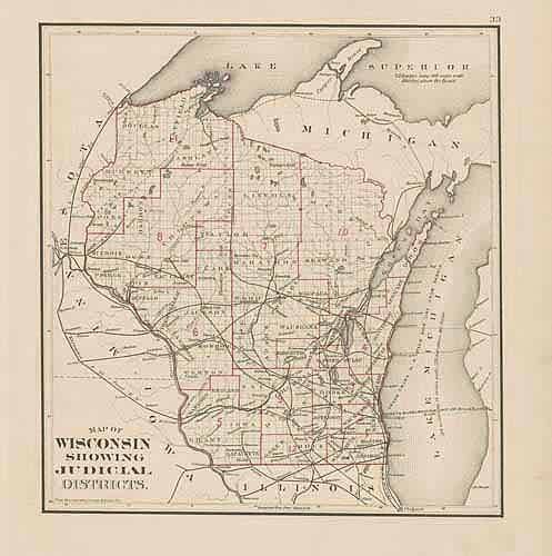 Map of Wisconsin Showing Judicial Districts