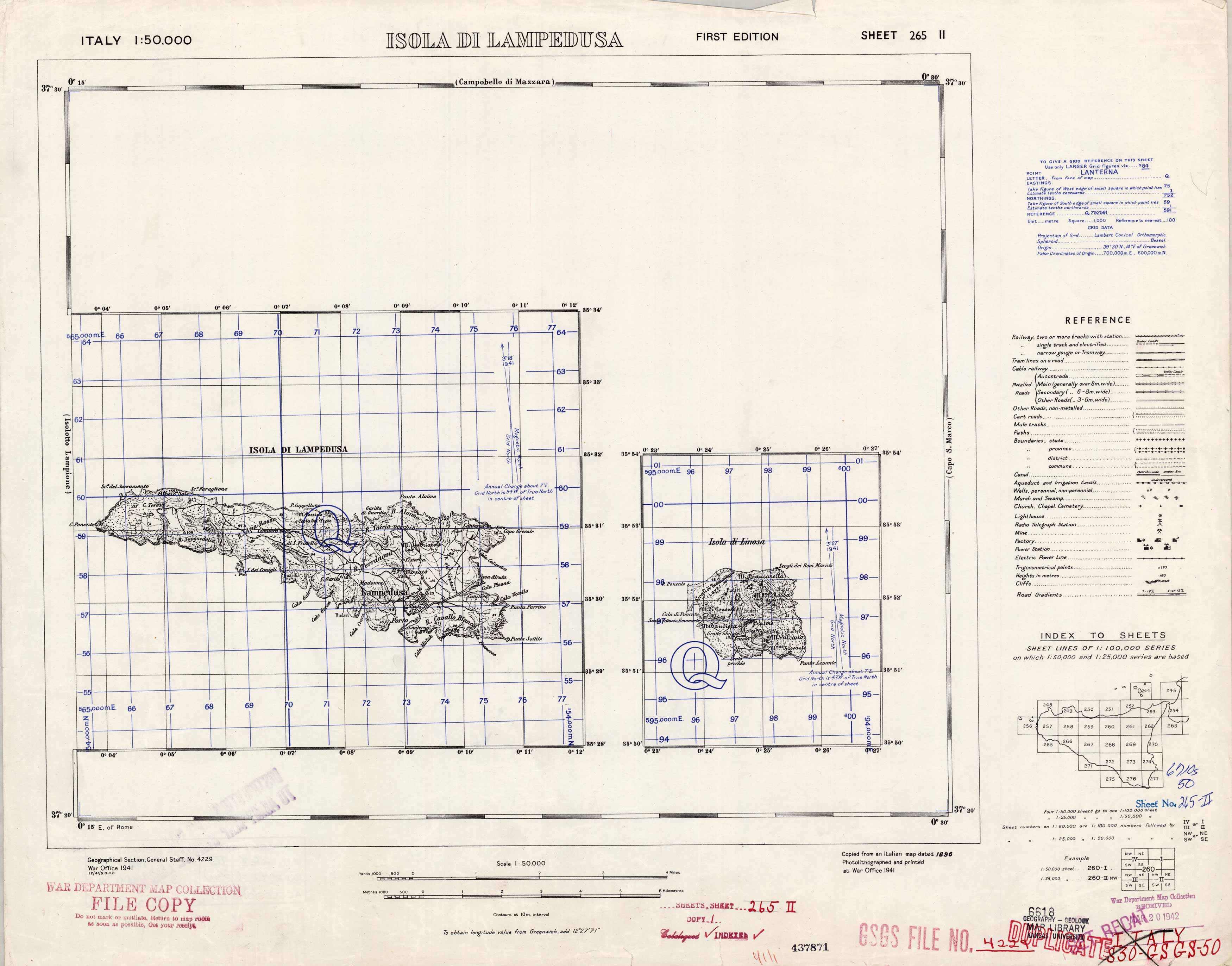 Isola Di Lampedusa (Lampedusa Island) - Sheet 265 II Isola Di Lampedusa (Lampedusa Island) - Sheet 265 II