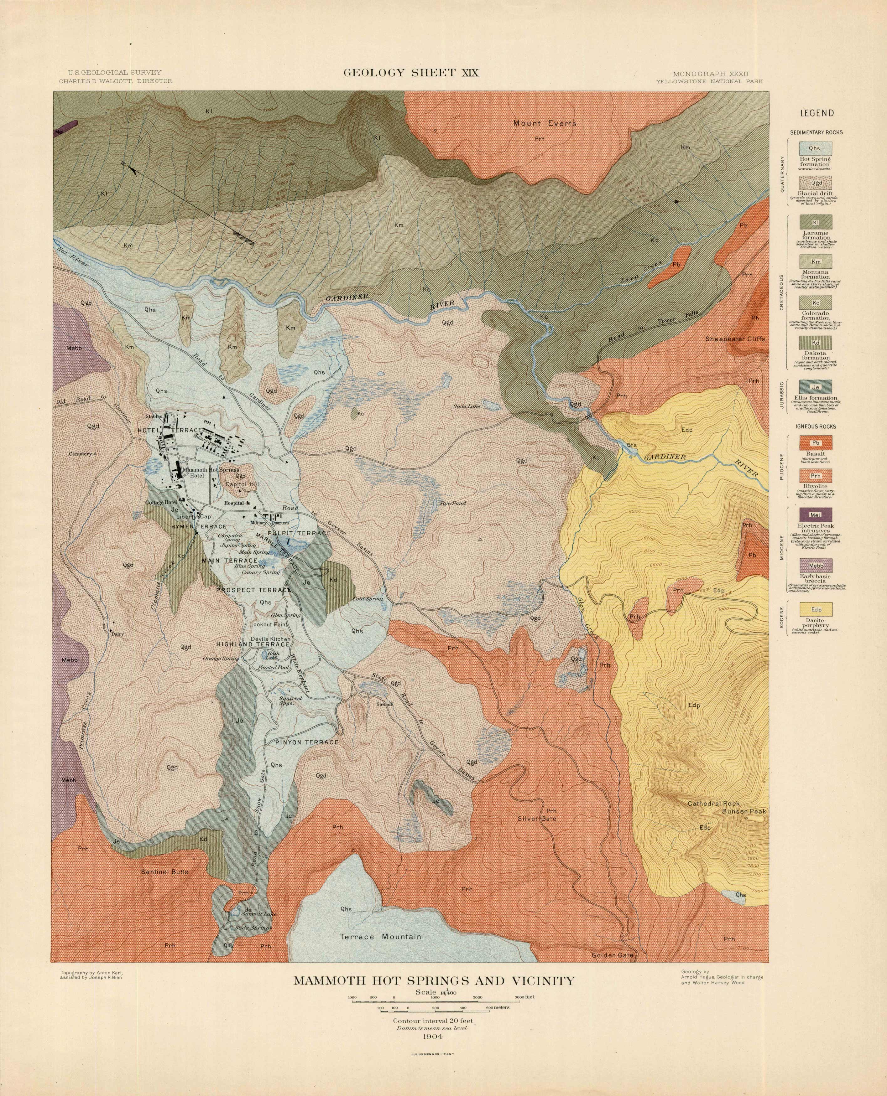 Mammoth Hot Springs and Vicinity (Geology Sheet XIX)