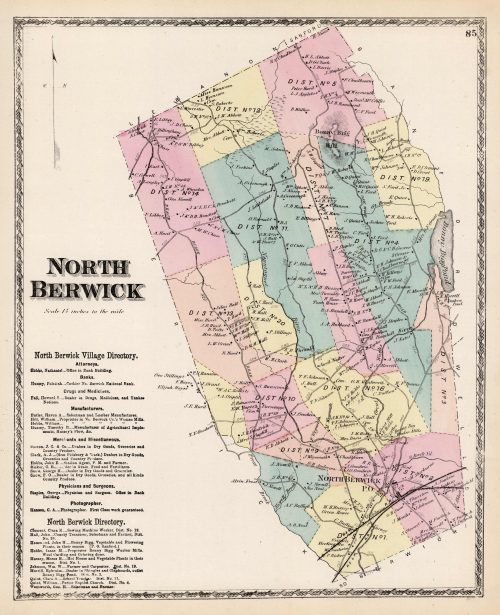 Historic Map - North Berwick, ME - 1877