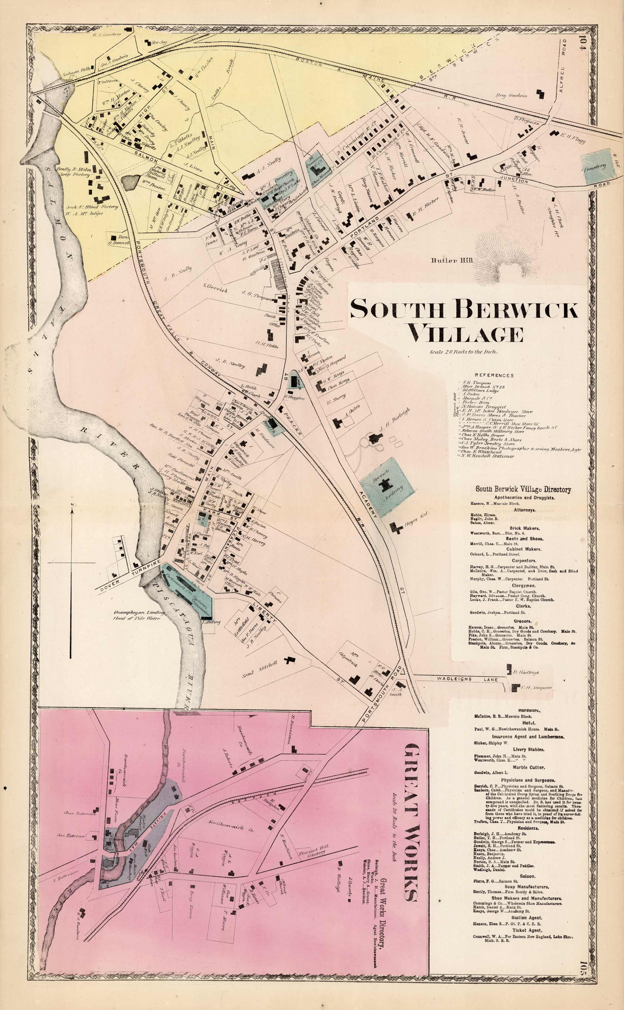 South Berwick Village Great Works Maine Art Source International   YORK 1872 SOUTH BERWICK VILL 