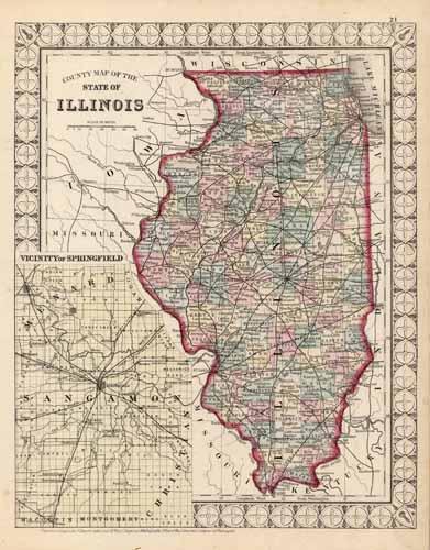 County Map of the State of Illinois (with an inset map of the Vicinity ...