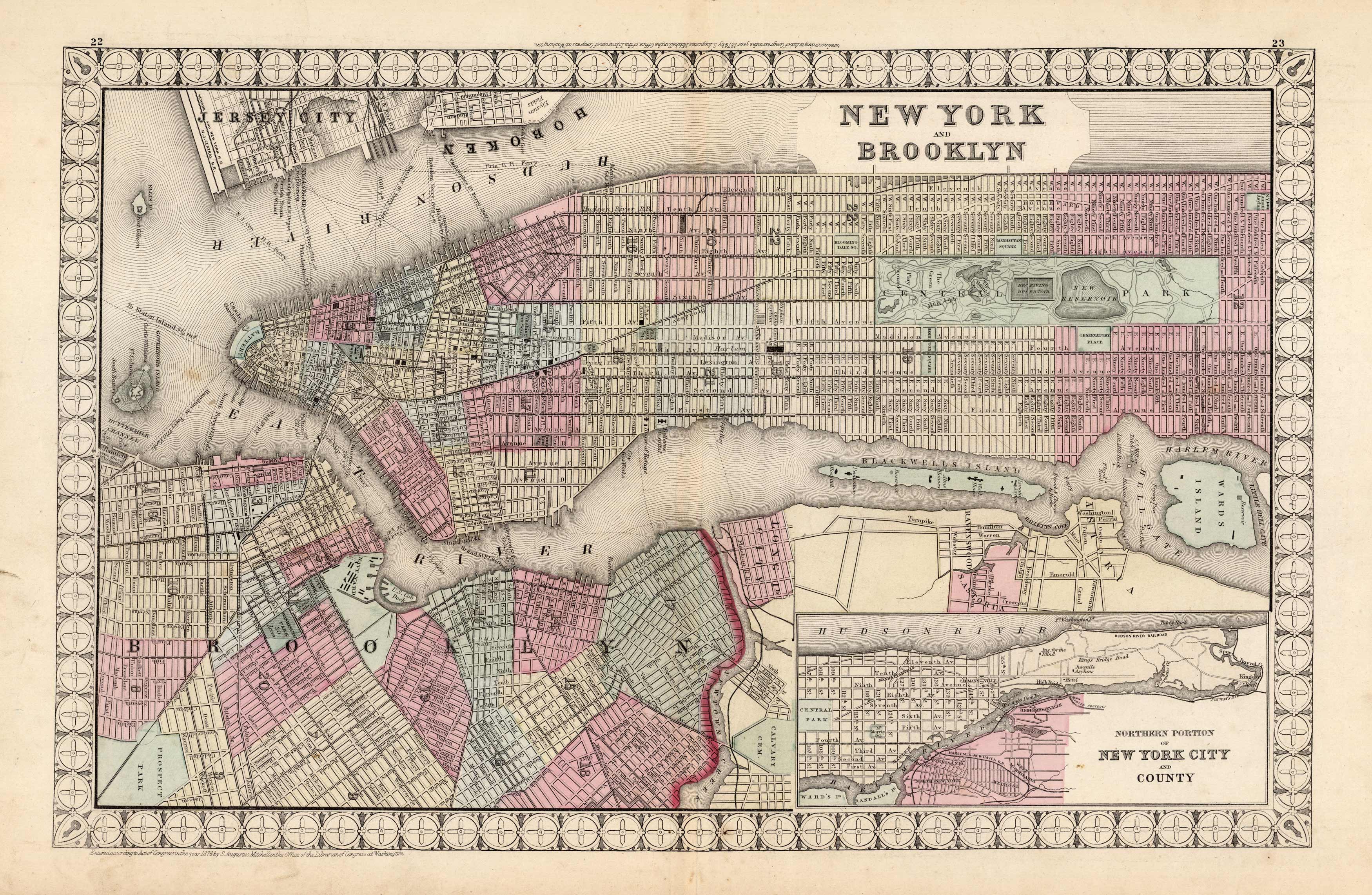 New York and Brooklyn (with inset map of the Northern Portion of New York City and County) New York and Brooklyn (with inset map of the Northern Portion of New York City and County)