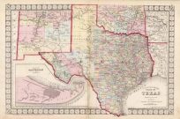 County Map of the State of Texas Showing also portions of the adjoining States and Territories (with an inset map of the Plan of Galveston and Vicinity)