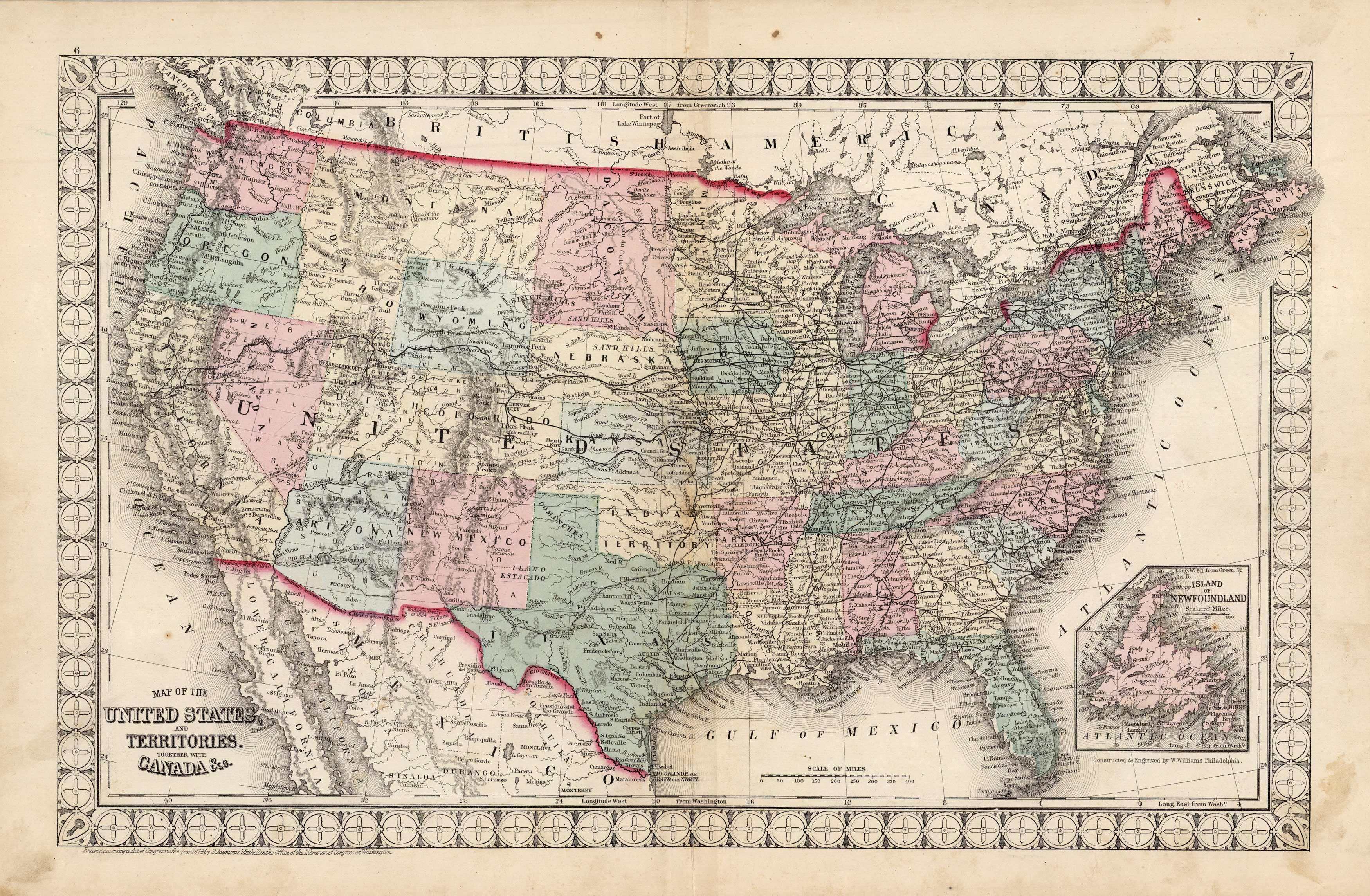 Map of the United States and Territories together with Canada & c ...