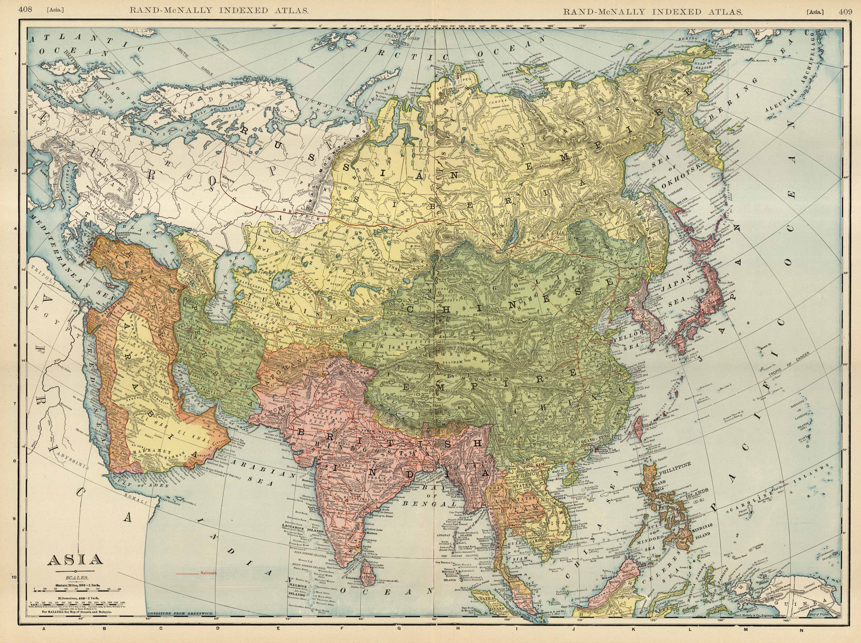 McNally's 1923 Map of Asia - Art Source International