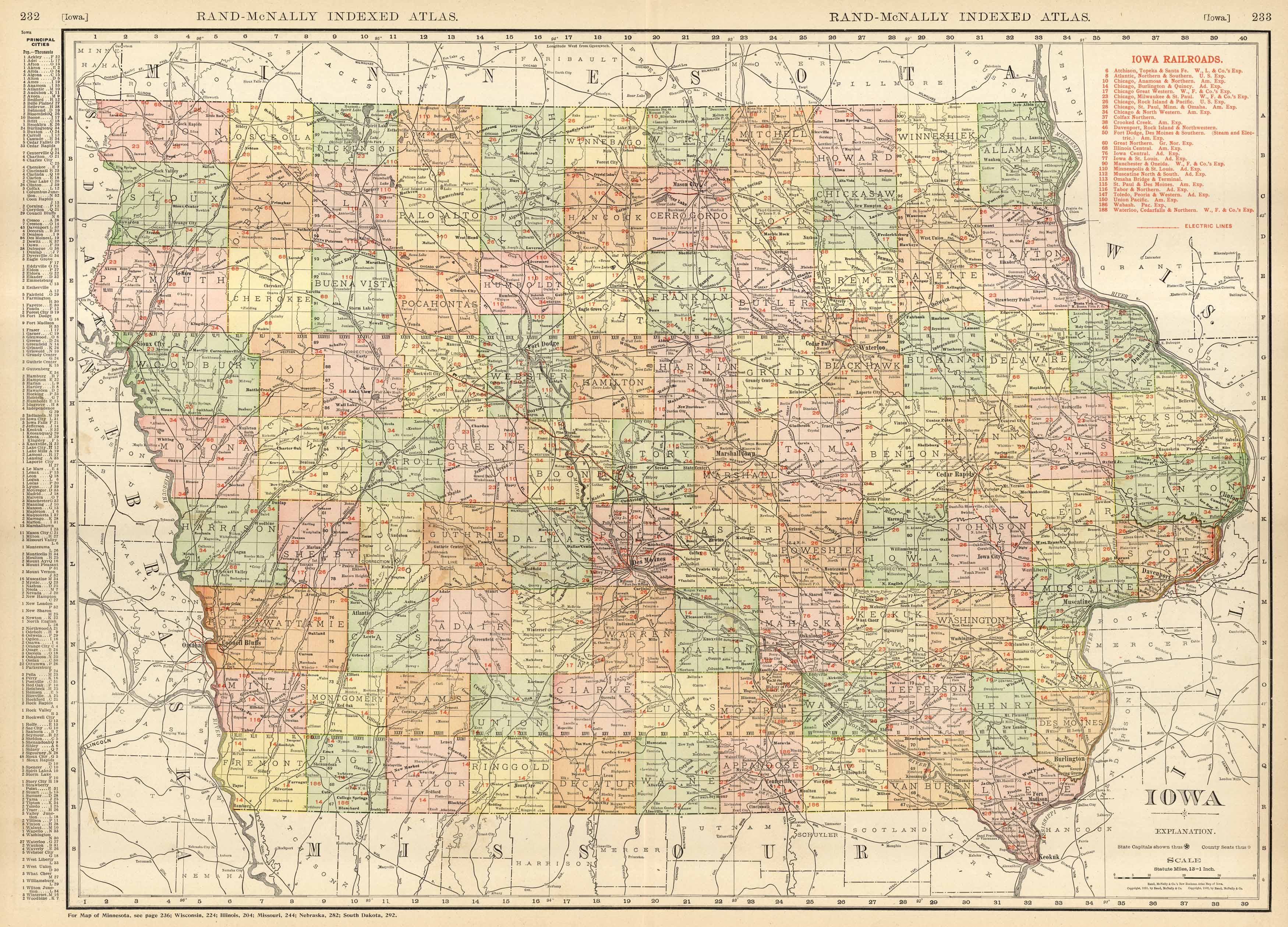 McNally's 1923 Map of Iowa - Art Source International