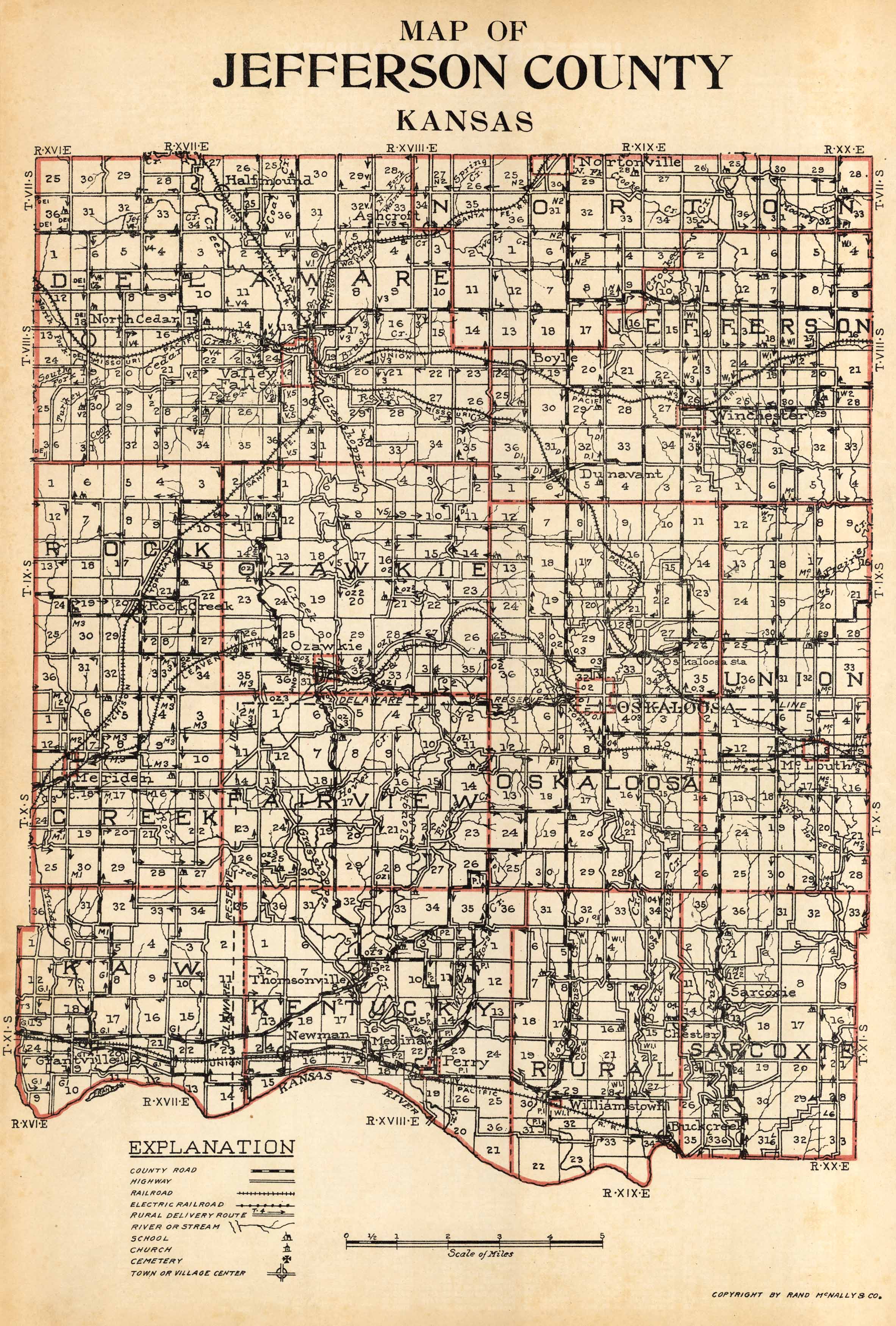 McNally #39 s 1923 Map of Jefferson County Kansas Art Source International