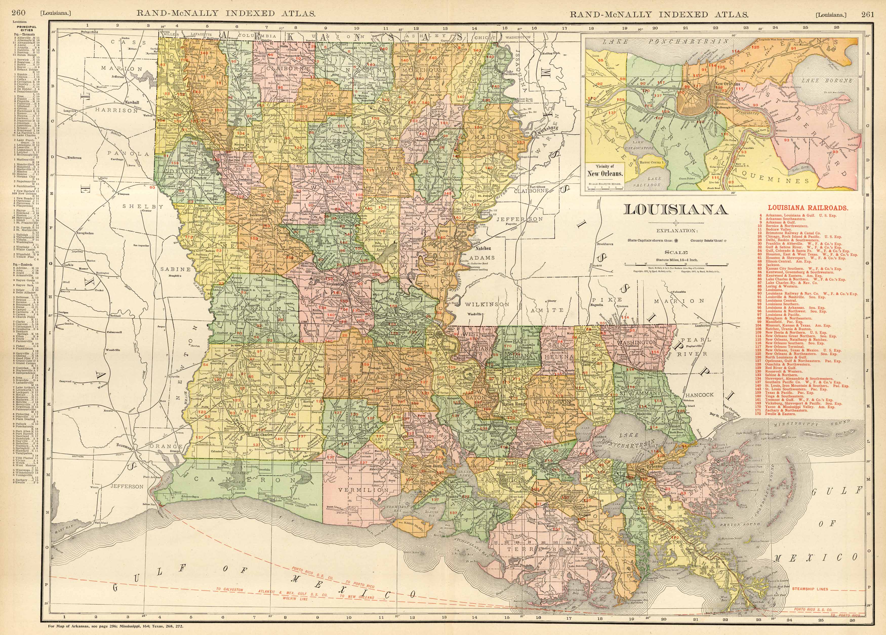 McNally's 1923 Map of Louisiana - Art Source International