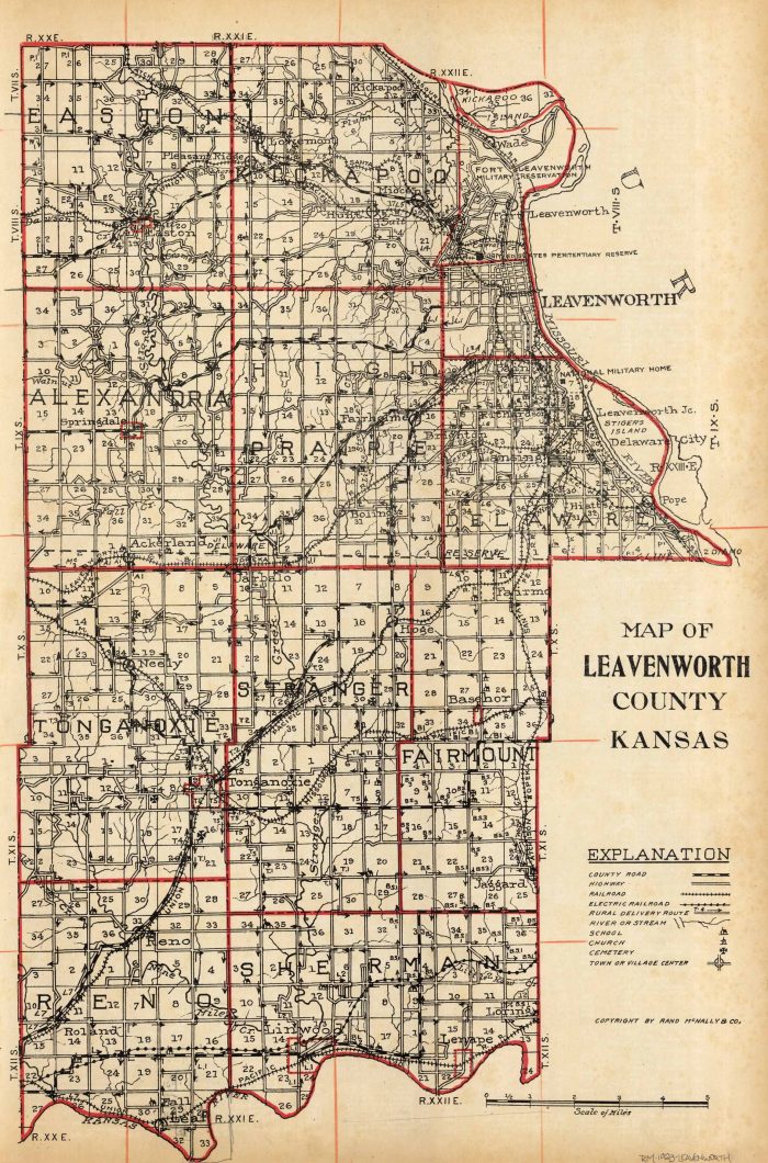 McNally's 1923 Map of Leavenworth County, Kansas - Art Source International