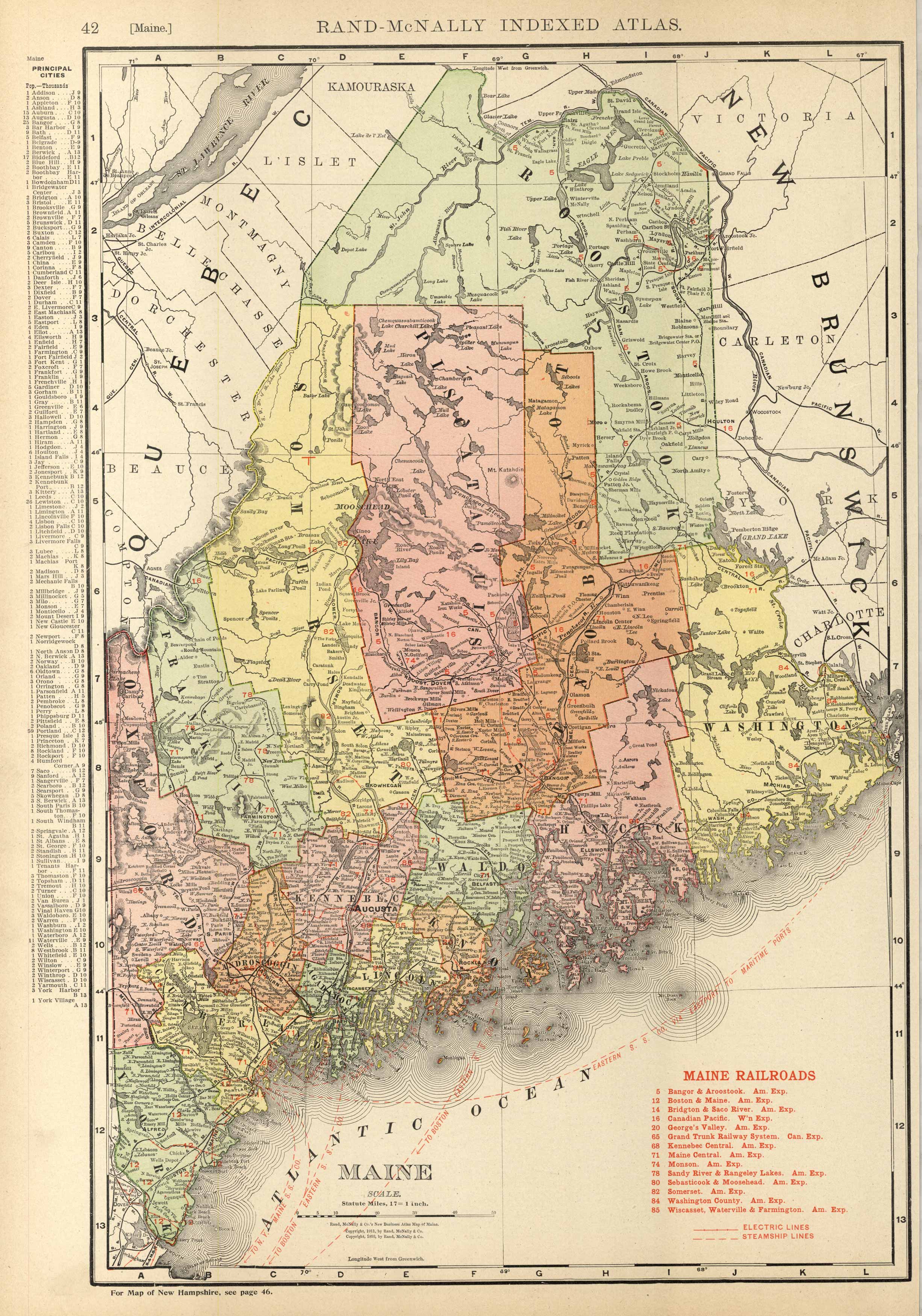 McNally's 1923 Map of Maine - Art Source International