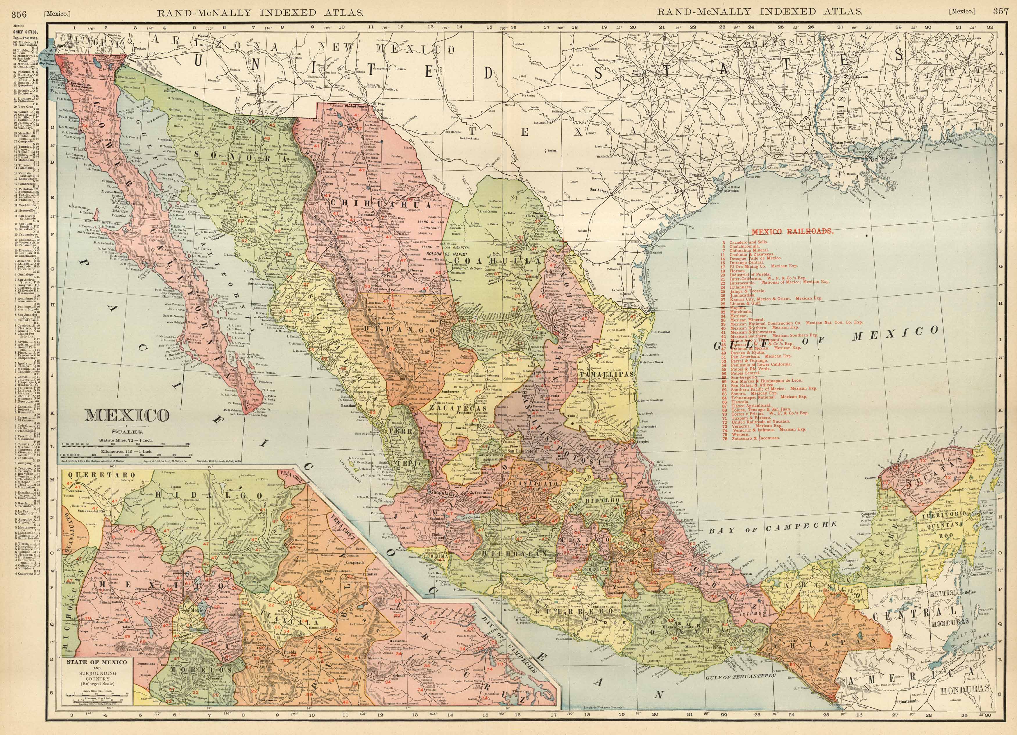 McNally's 1923 Map of Mexico - Art Source International