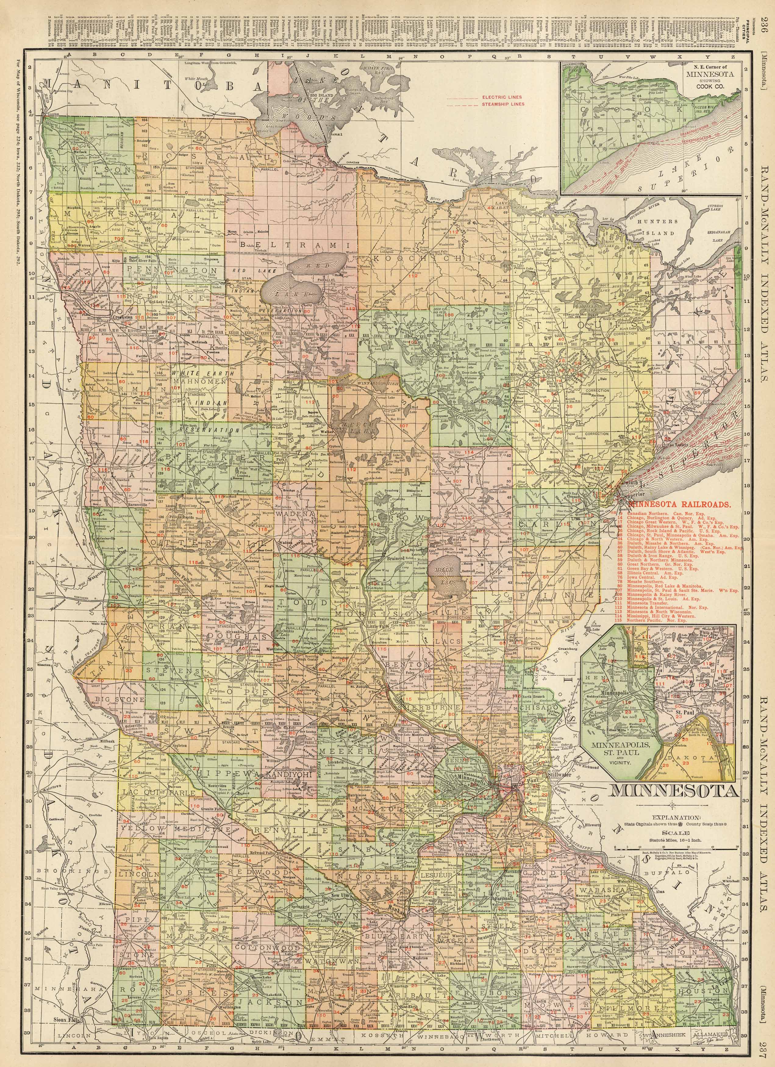 McNally's 1923 Map of Minnesota - Art Source International