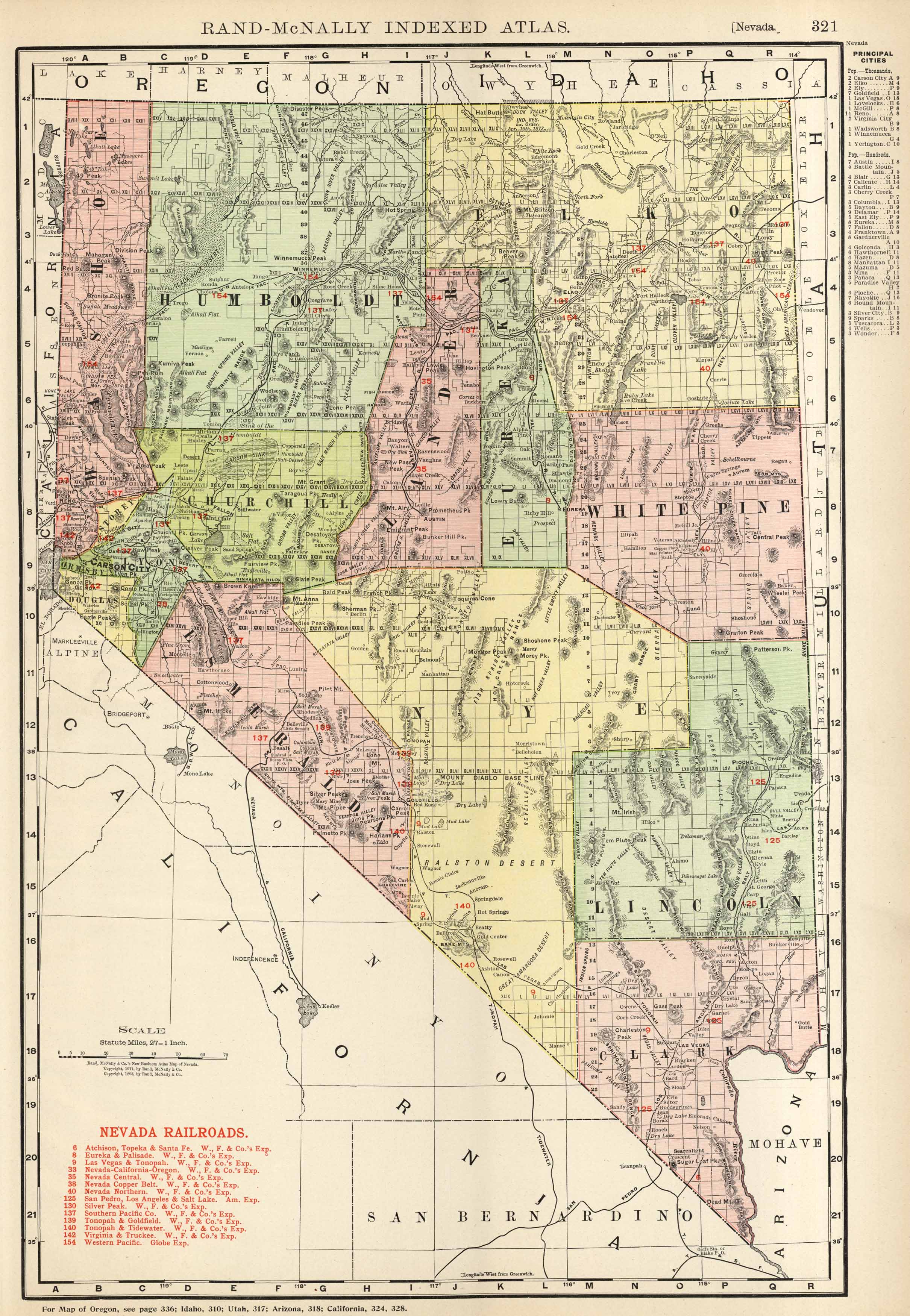 McNally's 1923 Map of Nevada - Art Source International