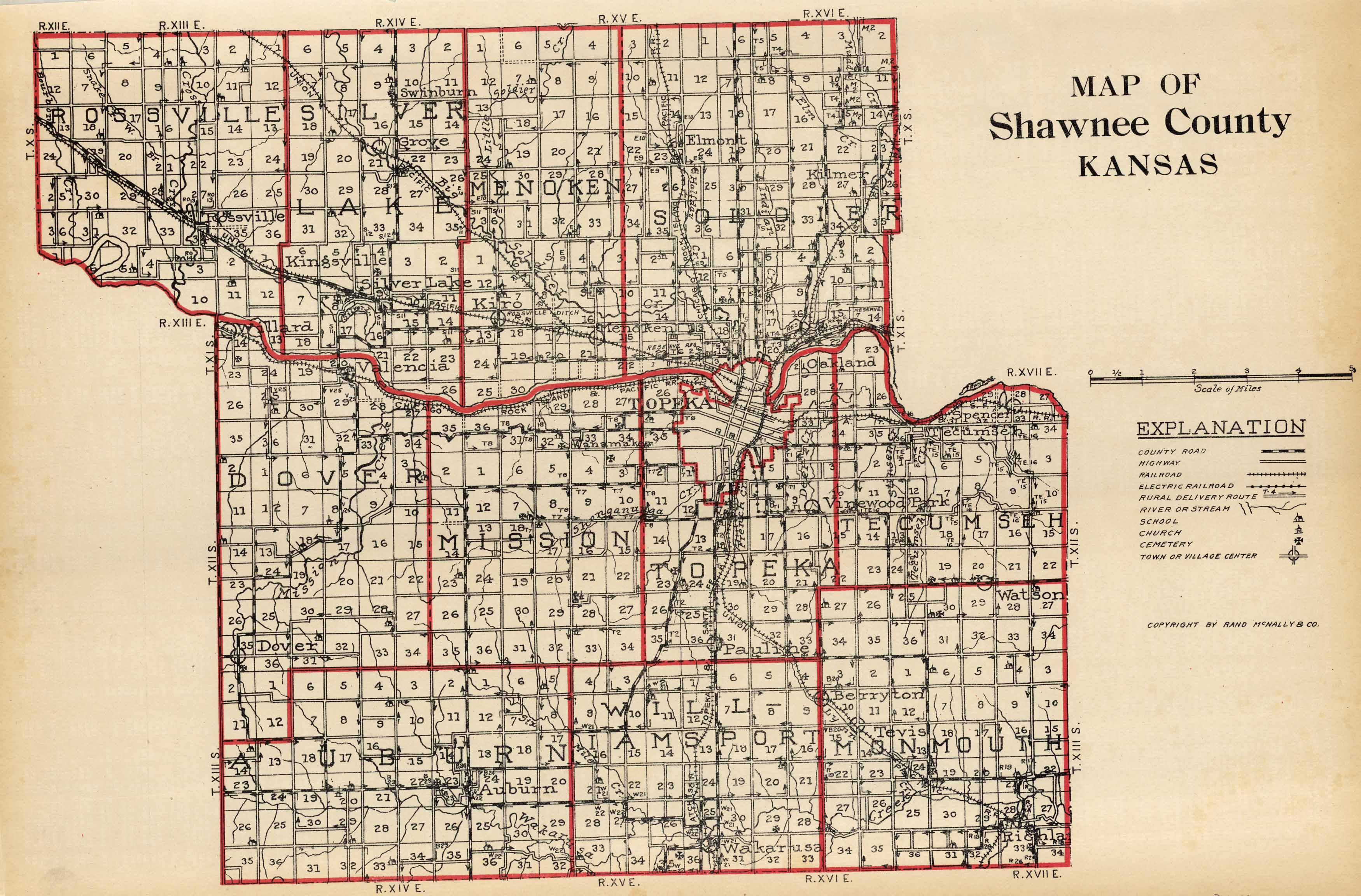 McNally #39 s 1923 Map of Shawnee County Kansas Art Source International