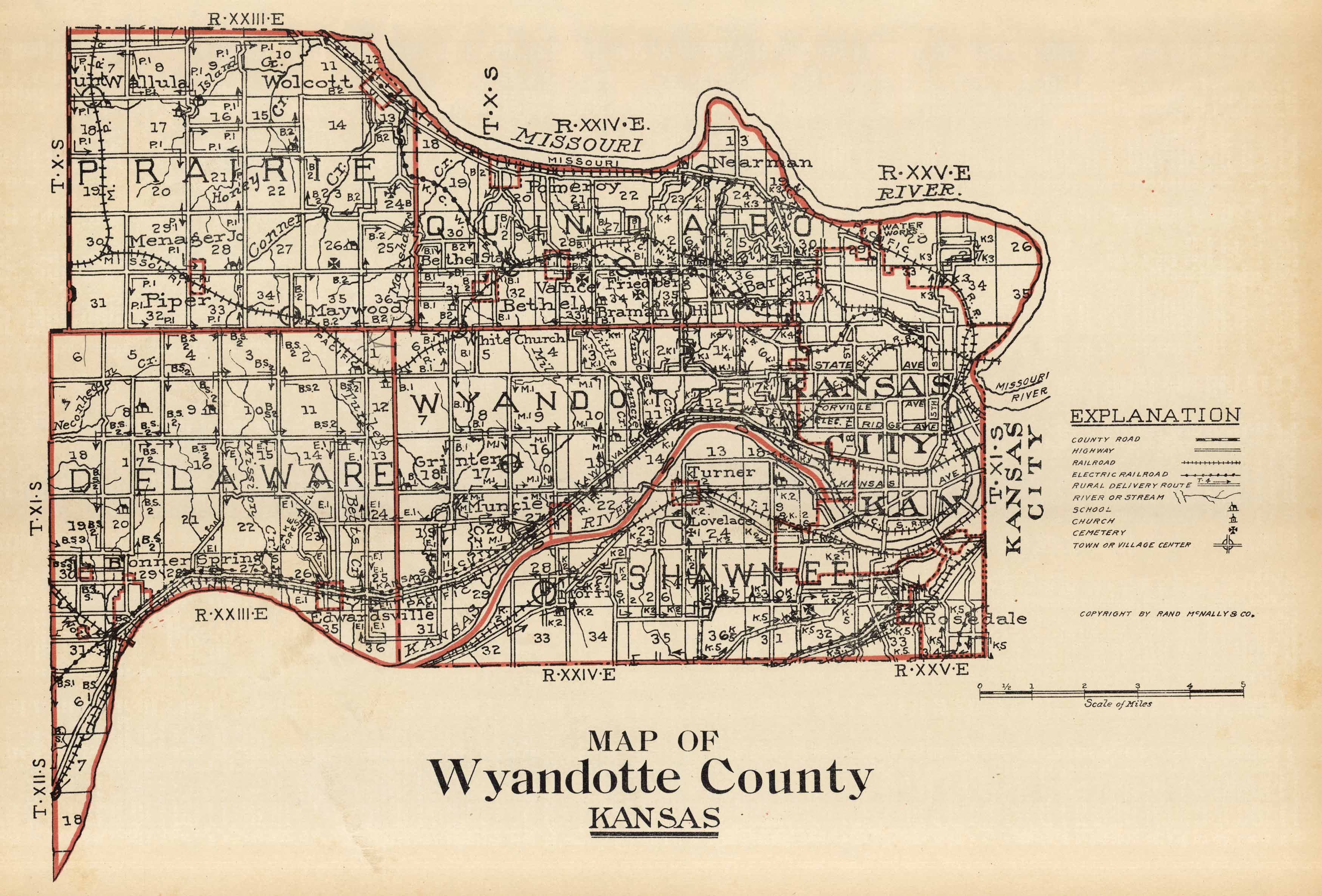 McNally #39 s 1923 Map of Wyandotte County Kansas Art Source International