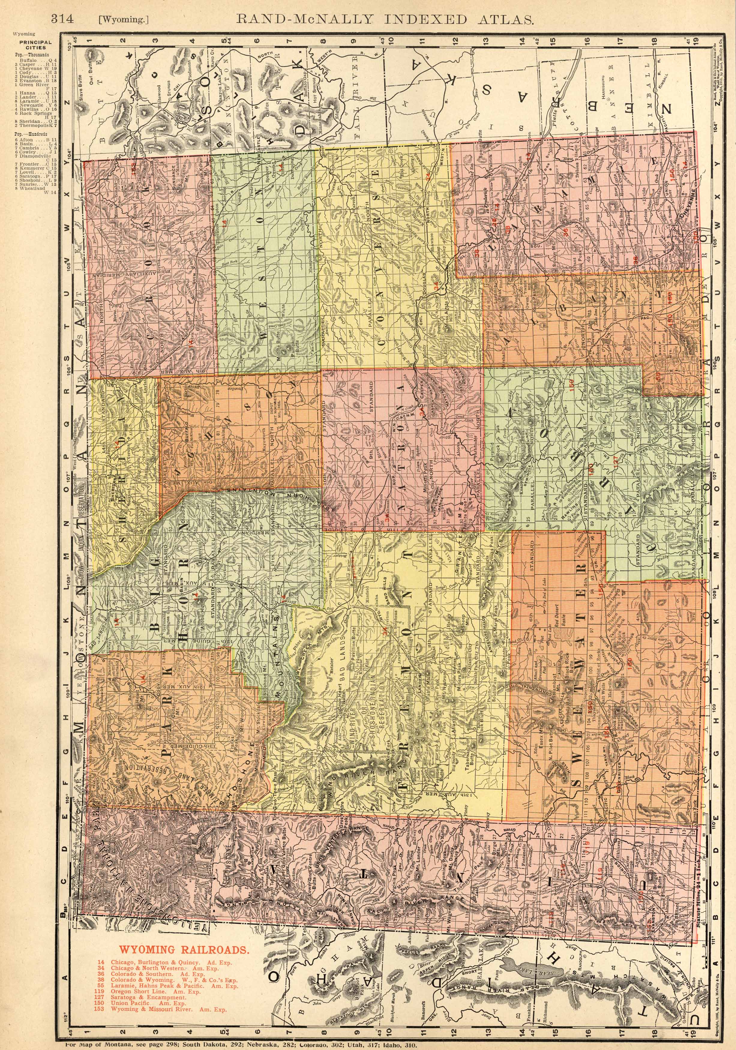 McNally S 1923 Map Of Wyoming Art Source International   RM 1923 WYOMING 