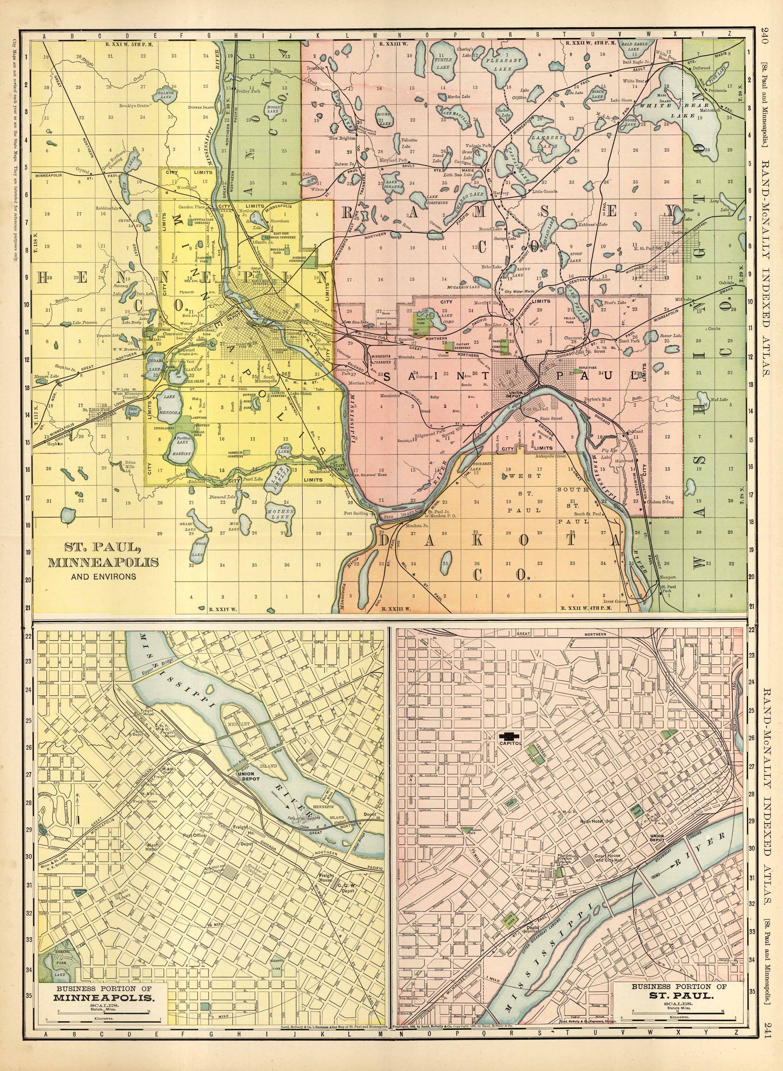 Official Map of Minneapolis and Saint Paul, Minnesota, 1923