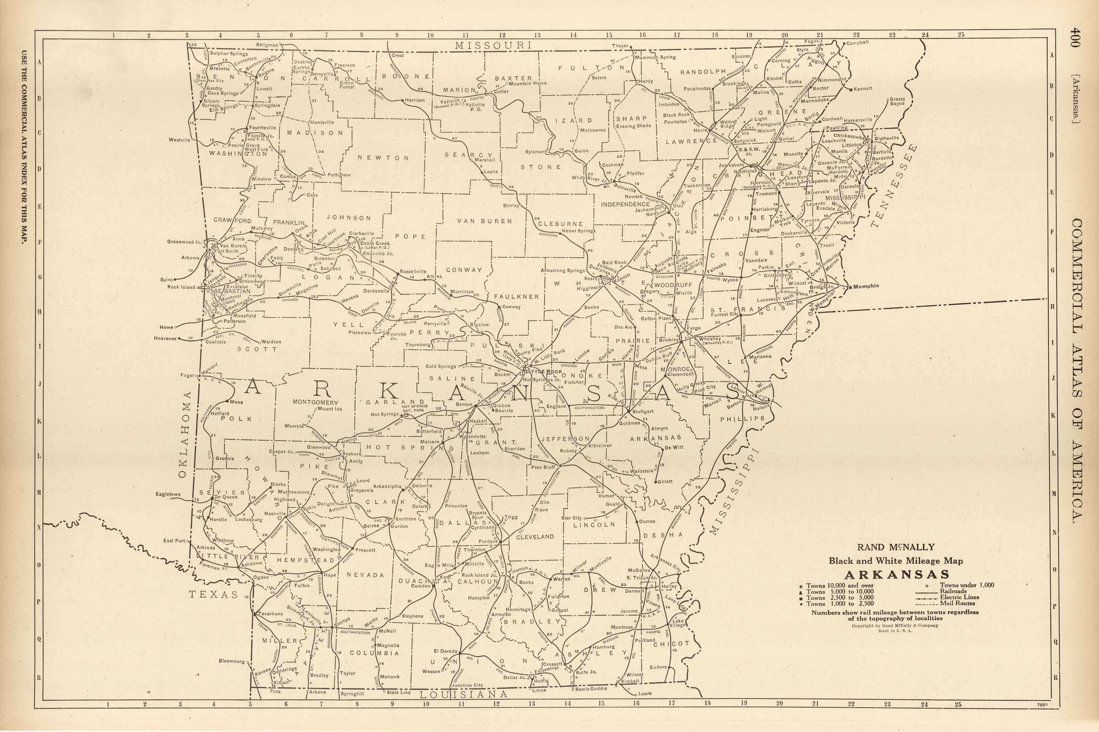 McNally's 1922 Mileage Map of Arkansas Art Source International