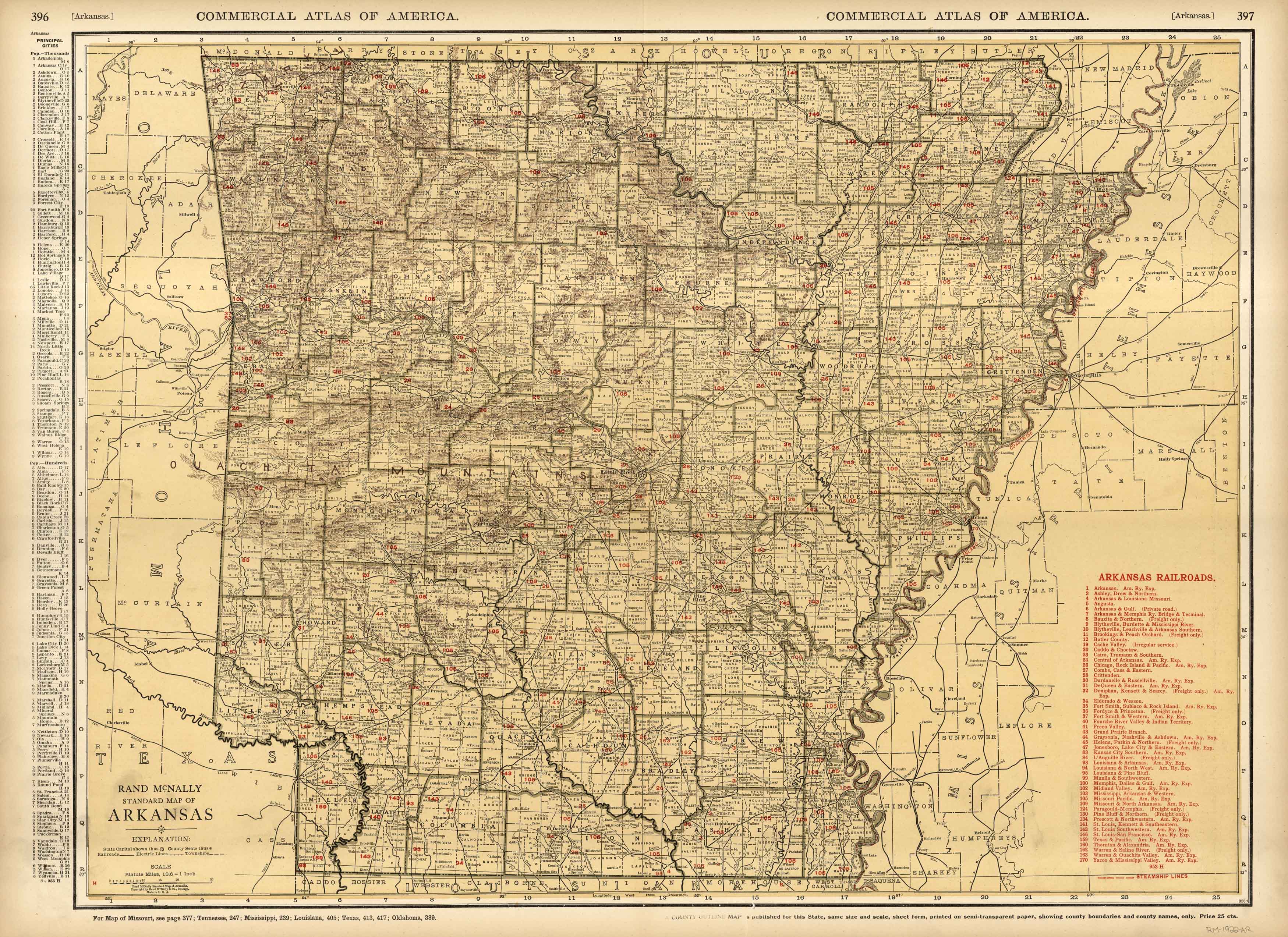 McNally's 1922 Map of Arkansas - Art Source International